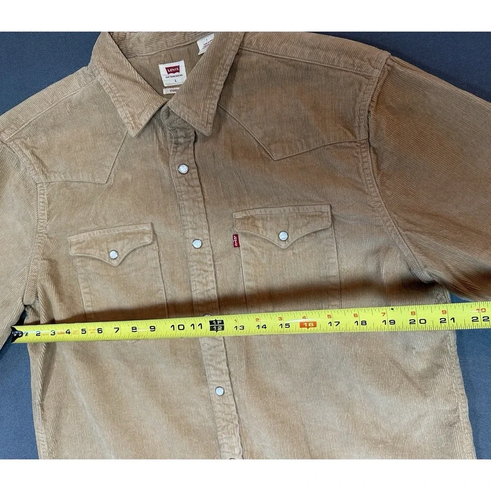 Levi's Shirt Mens Corduroy Western Cowboy Pearl Snap Outdoor 100% Cotton Size L